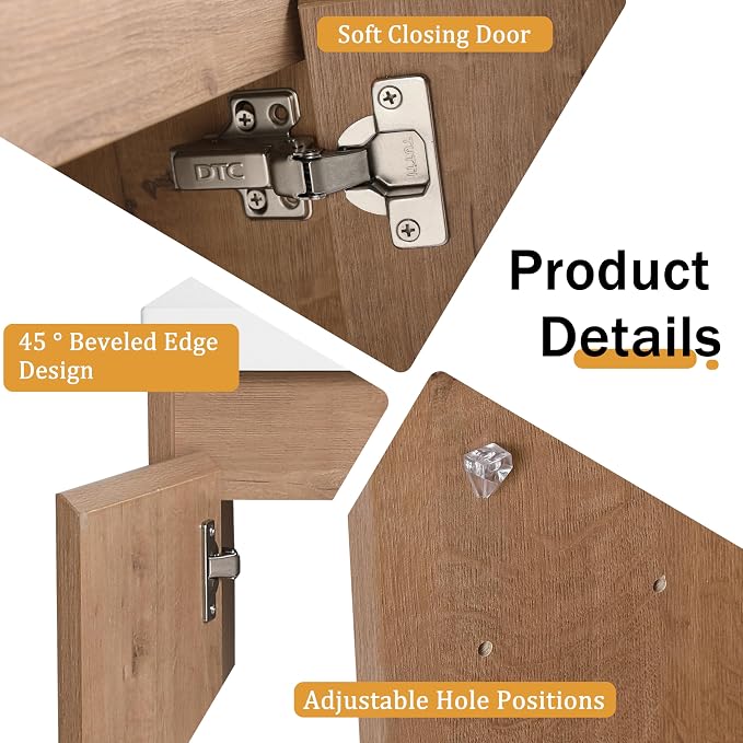 72'' Floating Bathroom Vanity with Double Sink, and 1 Side Cabinet, Brown | Double Sink Combo with 24" Side Cabinet, Plywood Cabinet, Resin Basin, Ample Storage, Soft-close Hinge, Assembly Required