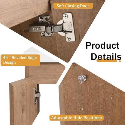 72'' Floating Bathroom Vanity with Double Sink, and 1 Side Cabinet, Brown | Double Sink Combo with 24" Side Cabinet, Plywood Cabinet, Resin Basin, Ample Storage, Soft-close Hinge, Assembly Required