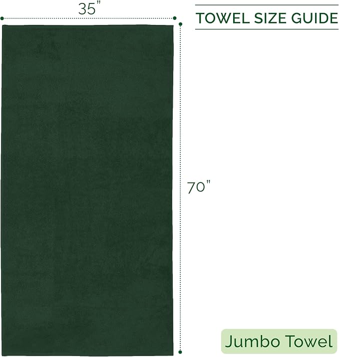 Elegant Comfort 100% Turkish Cotton Corduroy Ribbed Luxury Jumbo Bath Towel Ultra Soft - 35 x 70 Inch - Luxury Spa Premium Hotel Quality Highly Absorbent and Quick Dry Large Bath Towel, Hunter Green