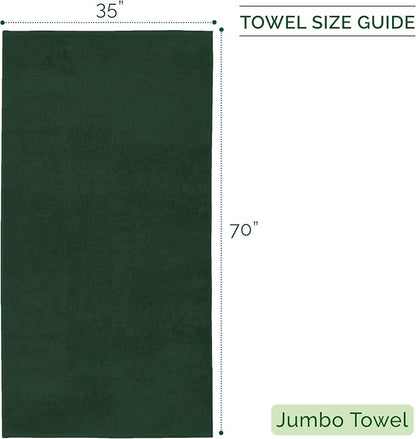 Elegant Comfort 100% Turkish Cotton Corduroy Ribbed Luxury Jumbo Bath Towel Ultra Soft - 35 x 70 Inch - Luxury Spa Premium Hotel Quality Highly Absorbent and Quick Dry Large Bath Towel, Hunter Green