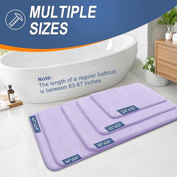 OLANLY Thick Memory Foam Bathroom Rugs 36x24, Absorbent Bath Mat, Lavender | Soft Quick Dry Bath Rugs, Non-Slip, Machine Washable Carpet for Bathroom Floor, Tub and Shower, Home Decor Accessories