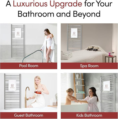 WarmlyYours Bellagio Heated Towel Rack, 20 Bars, Polished Steel | Wall-mounted hardwired 255W towel warmer, 870 BTU/hr, warm dry towels in 15-20 minutes, 304 stainless steel