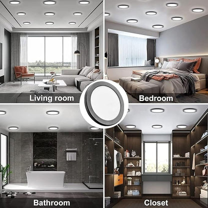 ETL Certified 7 inch Small LED Flush Mount Ceiling Light Dimmable,5000K Daylight Ultra Slim Round Flat Panel Ceiling Light Fixture,Modern Ceiling Lamp for Closet,Kitchen,Bathroom 8 Pack(Black)