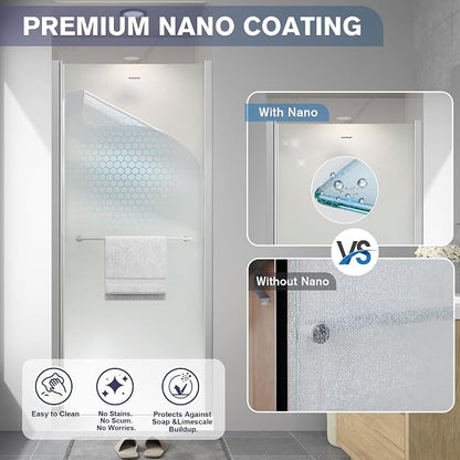 28"-30"W x 72"H Frameless Pivot Frosted Shower Door Brushed Nickel | 1/4"(6mm) SGCC Tempered Glass with Explosion-Proof Film &Nano Coating,Customizable Width