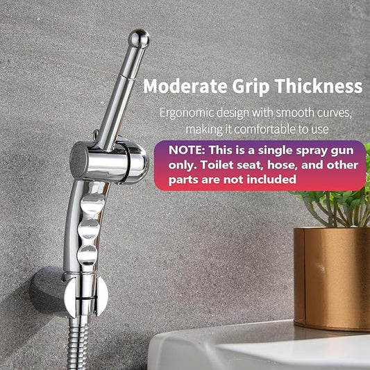 BARROCK Hand Held Bidet Sprayer for Toilet Shattaf Sprayer Replacement, 7 Holes Handheld Jet Spraying Ergonomic Handle Design Baby Cloth Diaper, Brass Valve Inside Chrome