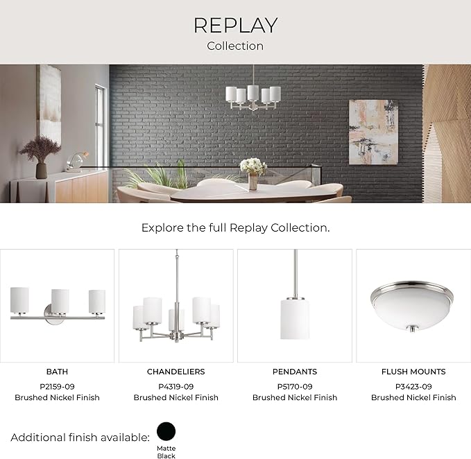 Replay Collection 3-Light Etched White Glass Modern Bath Vanity Light Brushed Nickel