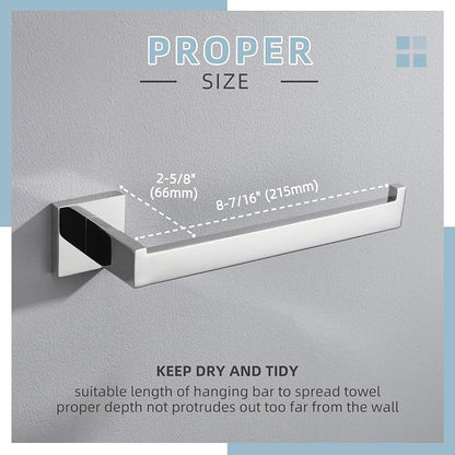 Angle Simple Towel Holder for Bathroom, Hand Towel Bar, Polished Chrome | Rustproof SUS304 Stainless Steel, Open Arm Hanger with Clean Modern Style, Use for Kitchen Shower Vanity Sink, Screw Mount