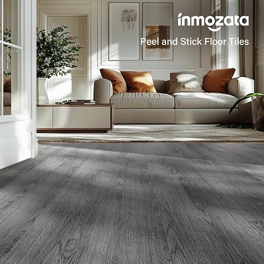 INMOZATA Peel and Stick Floor Tile Waterproof Tile Vinyl Flooring Sample | 5 Packs Heat-resistant, Wood Grain Self Adhesive Flooring for DIY Bedroom Living Room Bathroom Kitchen