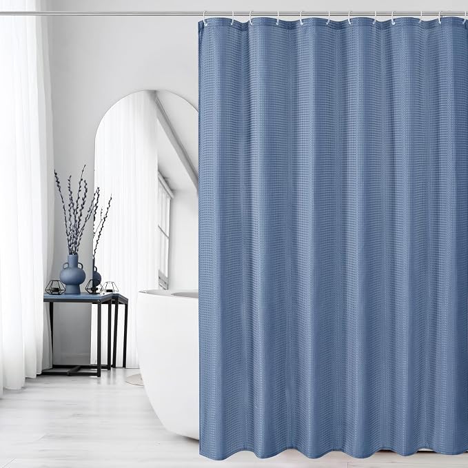 Moonlight Blue Fabric Shower Curtain, 72 X 72 | Cloth-Textured Shower Curtain for Bathroom - Soft Cloth & Hotel Spa Luxury, Water Repellent, Machine Washable