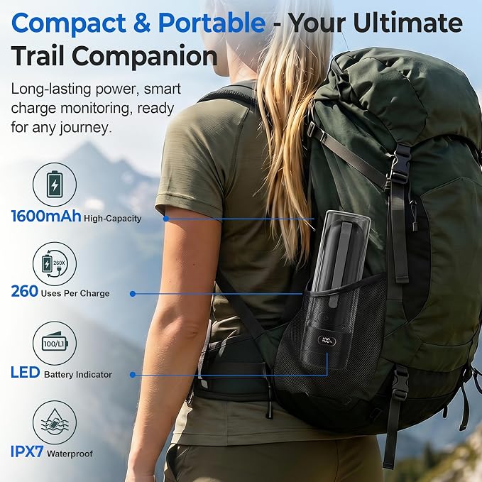 Electric Portable Bidet – Rechargeable Travel Bidet for Women Postpartum Care & Personal Hygiene | 3 Pressure Modes for Home Travel & Camping, Black