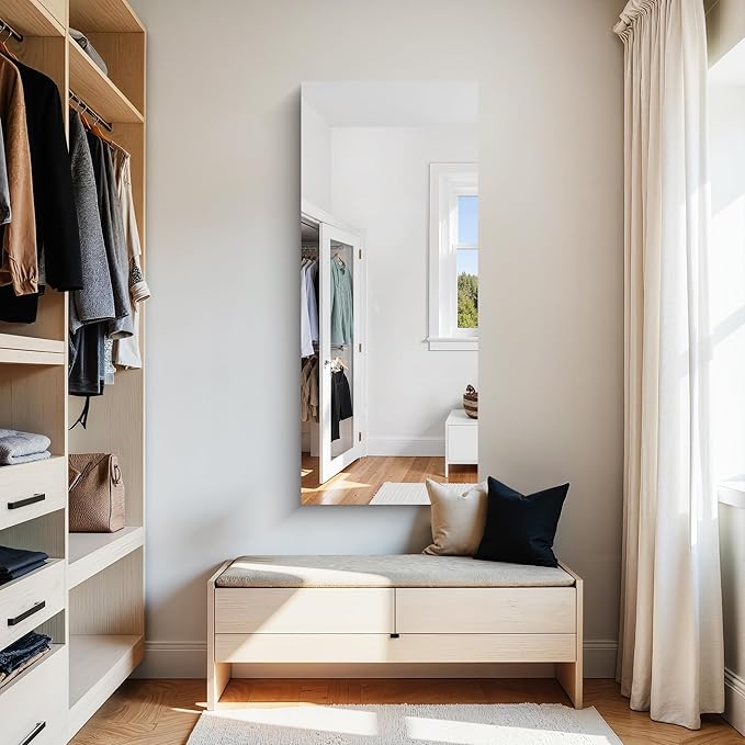 KOCUUY Frameless Mirror, 20x48 Inch Bathroom Mirrors for Over Sink, Large Rectangle Unframed Wall Mirror with Polished Edge, Upgraded 3mm Tempered Glass, Horizontally or Vertically