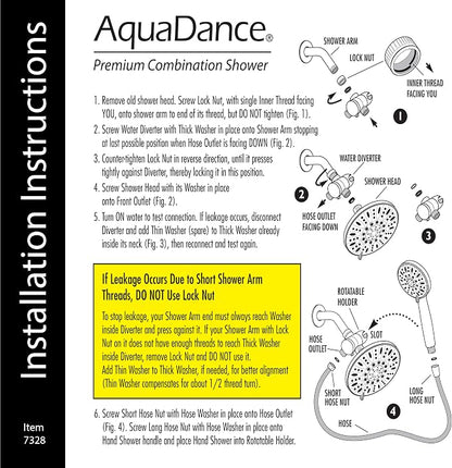 AquaDance 7" Premium High Pressure 3-way Rain & Handheld Shower Head Combo | Enjoy Dual 6-Setting Luxury Shower Heads Separately or Together for the Best of Both Worlds! Stainless Steel Hose - Bronze