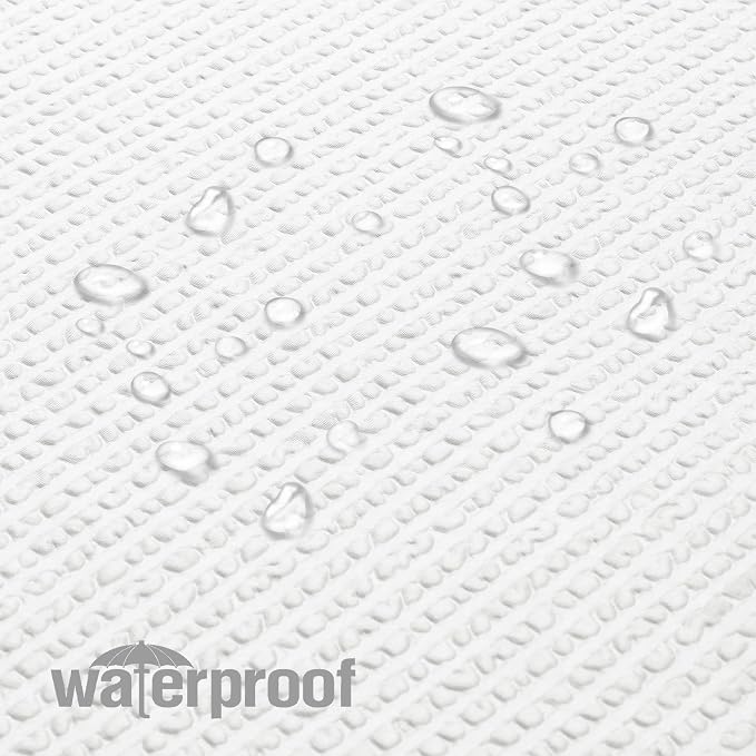 Extra Long Shower Curtain, 72x90 inch Long Embossed Textured Fabric Shower Curtains for Bathroom - Soft Cloth & Hotel Spa Luxury, Water Repellent, Machine Washable Bath Curtain, White