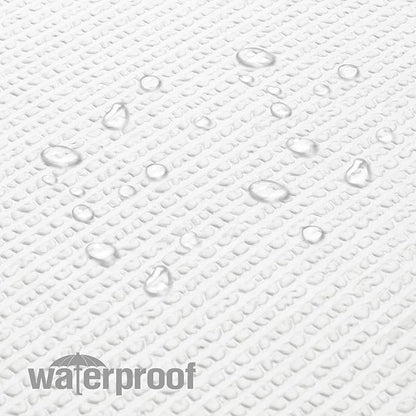 OVZME Long Fabric Shower Curtain, 72x80 inch Long Embossed Textured Shower Curtains for Bathroom - Soft Cloth & Hotel Spa Luxury, Water Repellent, Machine Washable Bath Curtain, White