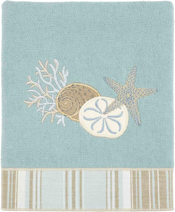 Avanti Linens - Hand Towel, Soft & Absorbent Cotton Towel (By the Sea Collection, Mineral)