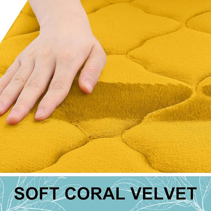 OLANLY Memory Foam Bath Mat Rug 47x20, Ultra Soft and Absorbent Bathroom Rugs, Non-Slip, Comfortable, Machine Washable Bath Carpet for Bathroom Floor, Tub, Shower and Home Decor Accessories, Yellow