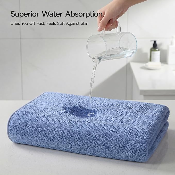 ecolook Microfiber Bath Towels Set of 4, 31 x 63 Inch Extra Large Bath Towel Set, Super Soft & Highly Absorbent, Quick Dry Lightweight Towels for Bathroom, Gym, Spa, Pool & Travel, Navy Blue