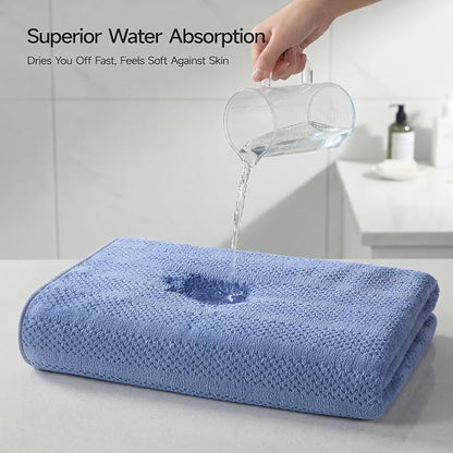 ecolook Microfiber Bath Towels Set of 4, 31 x 63 Inch Extra Large Bath Towel Set, Super Soft & Highly Absorbent, Quick Dry Lightweight Towels for Bathroom, Gym, Spa, Pool & Travel, Navy Blue