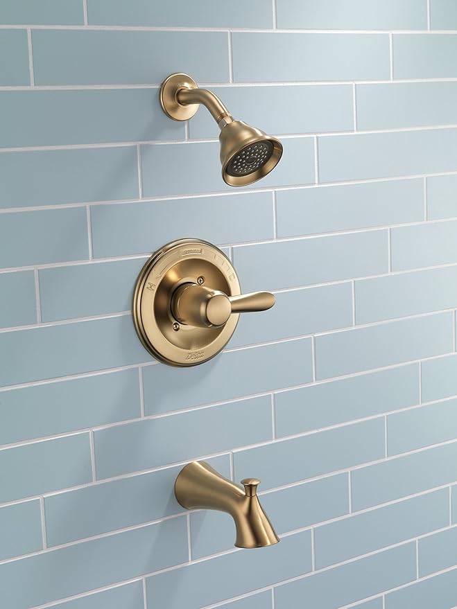 Delta Lahara 14 Series 5-Setting Shower Faucet Set, Brushed Gold Shower Head and Handle Set, Valve Trim Kit, Champagne Bronze T14238-CZ (Valve Not Included)