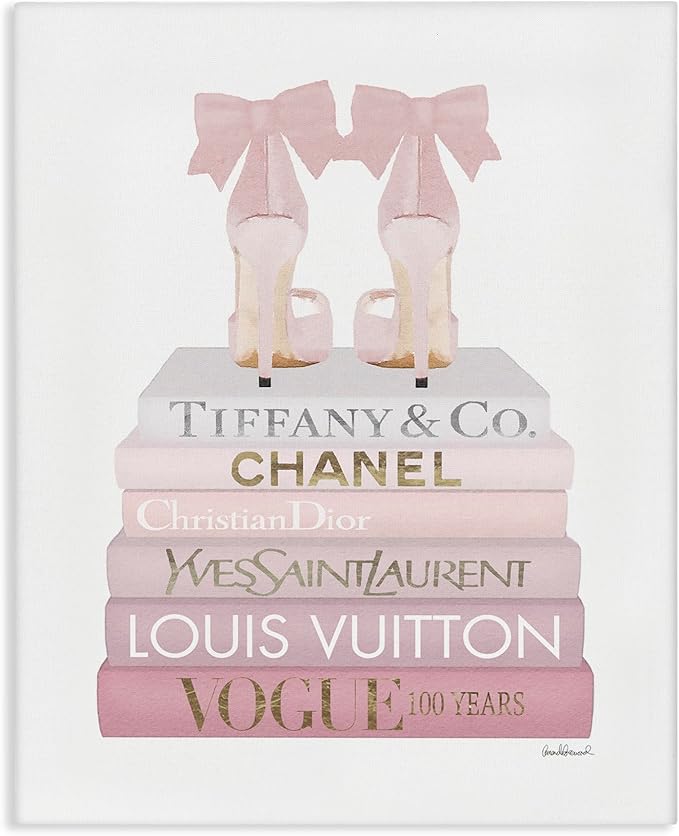 Chic Shoes Glam Bookstack Fashion, 36 x 48 Inch Canvas Wall Art | Stupell Industries · By Amanda Greenwood · Ready to hang · Chic gift for fashion lovers · Made in USA