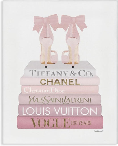 Chic Shoes Glam Bookstack Fashion, 36 x 48 Inch Canvas Wall Art | Stupell Industries · By Amanda Greenwood · Ready to hang · Chic gift for fashion lovers · Made in USA