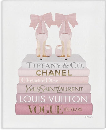 Chic Shoes Glam Bookstack Fashion, 30 x 40 Inch Canvas Wall Art | Stupell Industries · By Amanda Greenwood · Ready to hang · Chic gift for fashion lovers · Made in USA