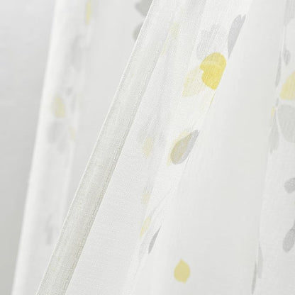 Lush Decor Weeping Flower Sheer Window Curtain Panels, Pair, 38" W x 84" L + 2" Header, Yellow & Gray - Sheer Curtains - Farmhouse Decor - Floral Curtains for Living Room, Bedroom & Dining Room