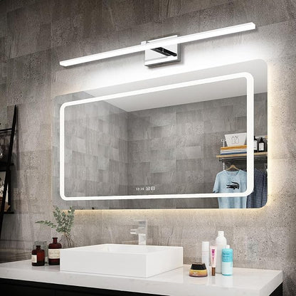 40in Chrome Bathroom Vanity Light Modern LED Bathroom Light Fixtures 5CCT Dimmable 28W Vanity Light Bar for Bath