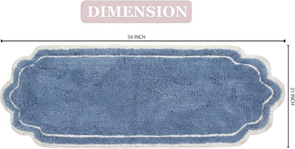 Home Weavers Allure Collection 100% Cotton Tufted Bathroom Rug, Soft and Absorbent Bath Rugs, Non-Slip Bath Carpet, Machine Wash Dry Bath Mats for Bathroom Floor, 21"x54" Runner, Blue