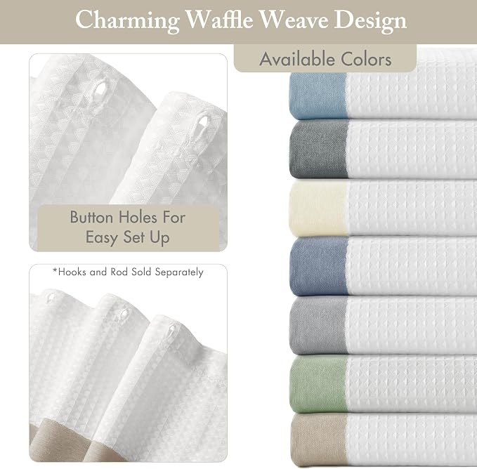 Madison Park Spa Waffle Shower Curtain Pieced Fabric with 3M Scotchgard Moisture Management Modern Home Bathroom Decorations, Stall 54"x78", Taupe | Striped, Pieced Fabric Design, 3M Scotchgard Moisture Management, Hotel Quality, Modern, for Bathroom, ...