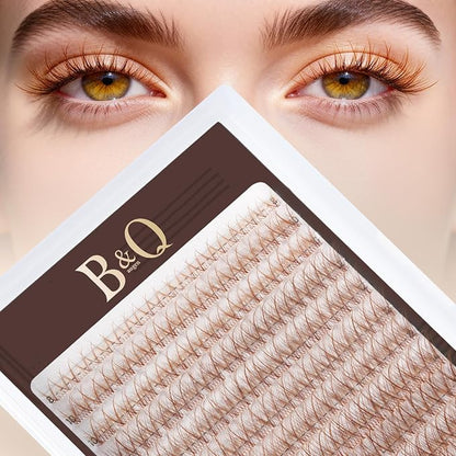 B&Q Brown Lash Clusters Natural Lash Clusters for Light Hair, Reusable MochaLash Cluster Eyelash Extensions Soft Brown False Eyelashes Comfortable Eyelash Clusters Perfect for Occasions（MochaLash 01）