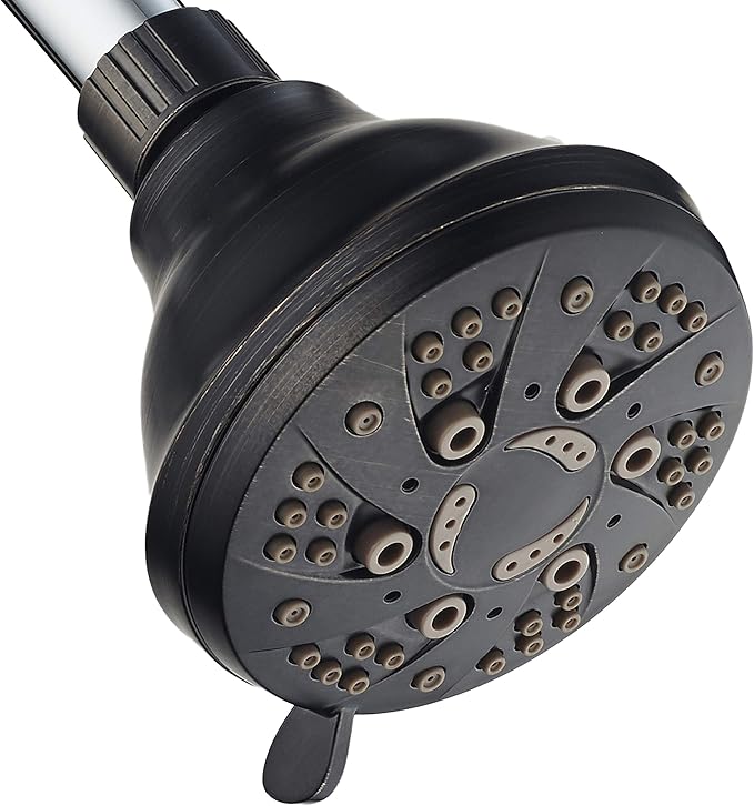 AquaDance Oil Rubbed Bronze High Pressure 6-Setting Spiral Shower Head - Angle Adjustable, Anti-Clog Showerhead Jets, Tool-Free Installation - USA Standard Certified - Top US Brand