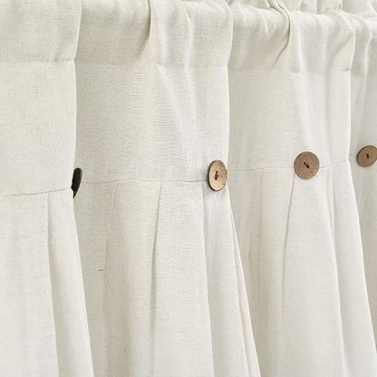 Lush Decor Linen Button Farmhouse Valance Curtians 84"W x 18"L Off White - Linen Valances For Windows - Kitchen Curtains Valances - Bathroom Curtain
