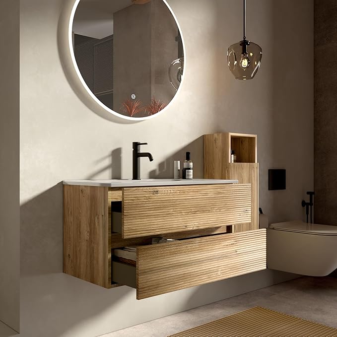 36'' Floating Bathroom Vanity with Sink Combo, Modern Bathroom Cabinet with 2-Soft Close & Large Storage Drawers, for Bath, Apartment, Hotel, Rough Oak