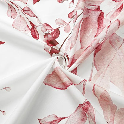 Pink Eucalyptus Shower Curtain, Watercolor Floral Print, 72x78 | Watercolor Plant Leaves Floral Print, Waterproof Fabric Bathroom Decor, Machine Washable, Rustproof Grommets