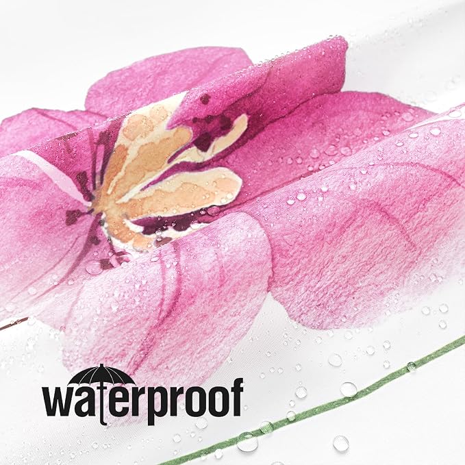 Pink Green Beige Watercolor Floral Fabric Shower Curtain, 72x72 | Waterproof Fabric, Modern Minimalist Floral Print, Machine Washable, Rustproof Grommets, for Bathroom Home
