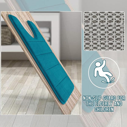 Yimobra Memory Foam Toilet Bath Mat U-Shaped, Soft and Comfortable, Water Absorption, Non-Slip, Thick, Machine Wash and Easier to Dry for Bathroom Commode Contour Rug, 24 X 20 Inches, Peacock Blue