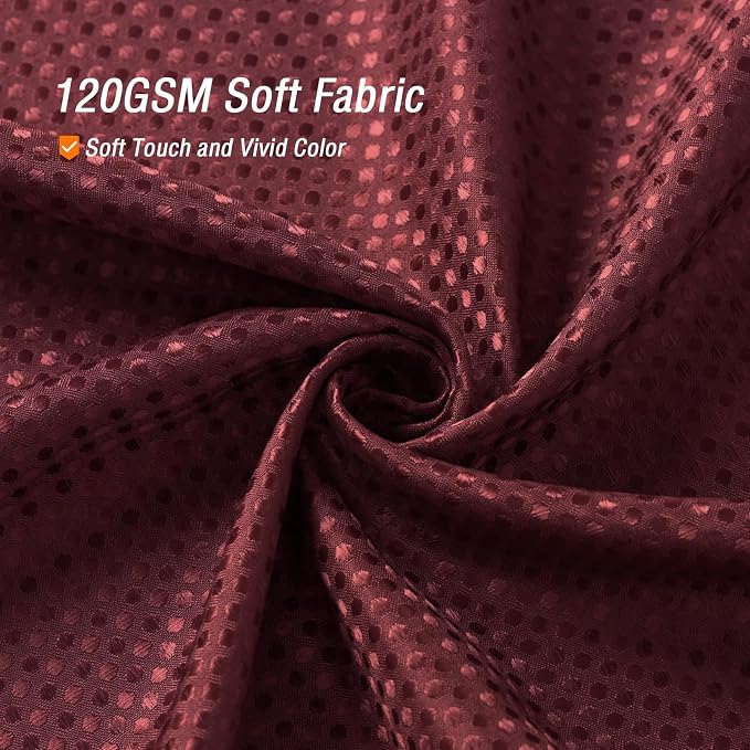 Small Stall Burgundy Fabric Shower Curtain, 36 x 72 | Narrow Half Cloth-Textured Shower Curtain for Bathroom, Water Repellent, Machine Washable