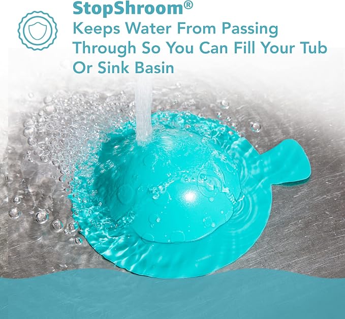 StopShroom STBLU232 Universal Stopper Plug Cover for Bathtub, Bathroom and Kitchen Drains, Aqua