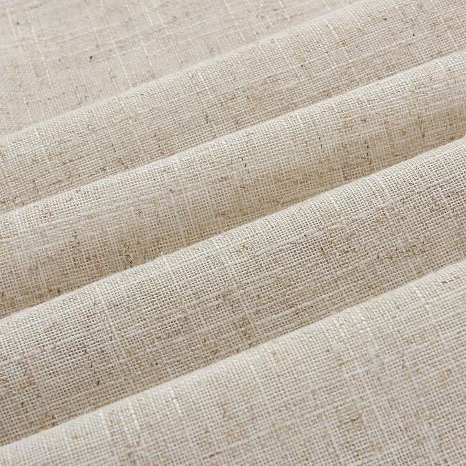 DOSLY Ides Linen Button Farmhouse Shower Curtain, Linen and Cotton Fabric, Pleated Gray and White Buffalo Plaid Checked Pattern, Country Style, 72x72 in