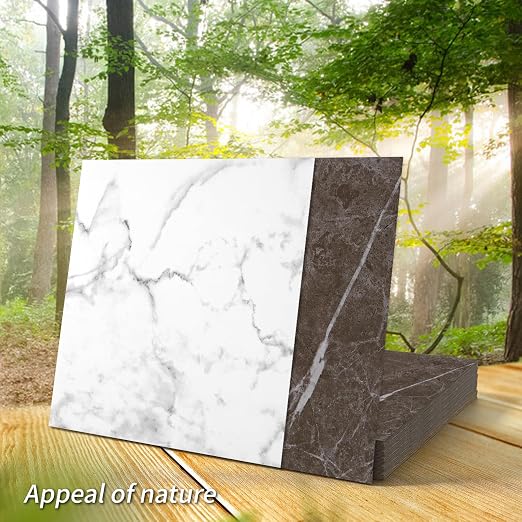 Art3d 30-Pack Peel and Stick Vinyl Floor Tiles, Red & White Marble | 15 Tiles per Color, 12" x 12" Single Tile, Wipeable, Waterproof, Ideal for Kitchen, Bathroom, Living Room, Bedroom