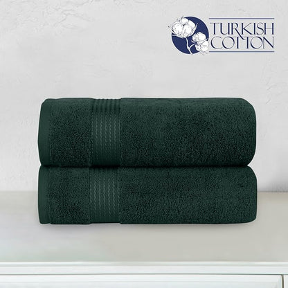 Elegant Comfort Premium Turkish Cotton 2 Pack Bath Towel Set - 27 x 54 inch, Luxurious Hotel Spa Quality 100% Turkish Cotton 2PC Bath Towel Set - Highly Absorbent - Soft Bathroom Towels, Hunter Green