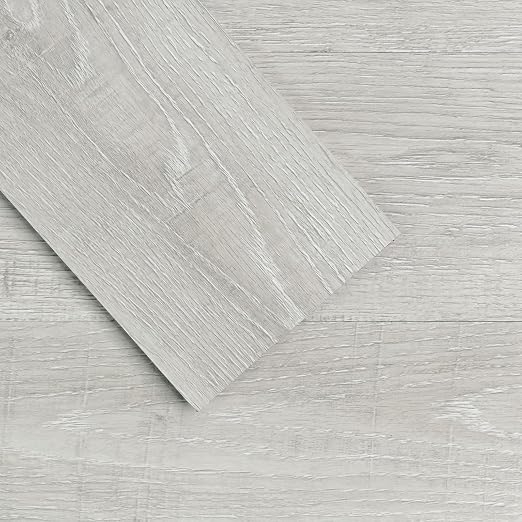 MULGREAT Peel and Stick Floor Tile, 54 Sq.Ft Self Adhesive Vinyl Flooring Plank, 36 Pieces Waterproof Heavy Duty Wood Grain Tiles, 36"x6" DIY Planks for Bedroom Kitchen Apartment Bathroom White
