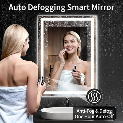 24"x42" Lighted LED Bathroom Mirror with Lights,Dimmable，Anti-Fog,Led Bathroom Vanity Mirror for Wall,Backlit + Front Lit,3 Colors,Memory Function,Shatter-Proof,Tempered Glass,Lighted Mirror
