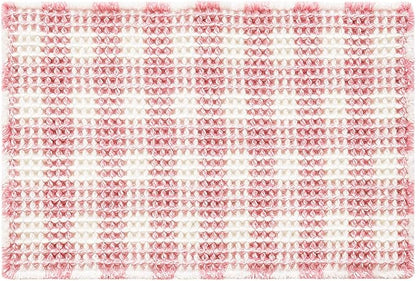 TYUU Waffle Bath Mat, Small Cute Bathroom Rug Non Slip, 24x16 Pink & White | Super Absorbent Quick Dry Bath Rug, Non-Slip Backing, Soft Waffle Washable Farmhouse Bathroom Mats, Tub, Shower & Home Decor