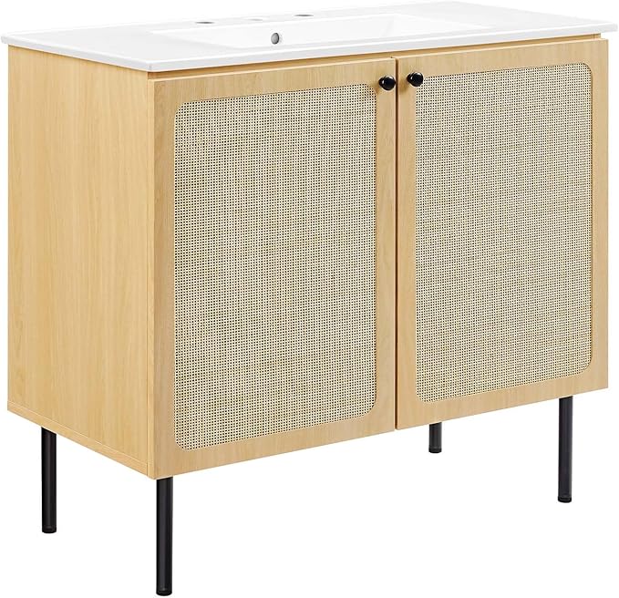 Modway EEI-6697-OAK-WHI Chaucer 36" Bathroom Vanity, Oak White