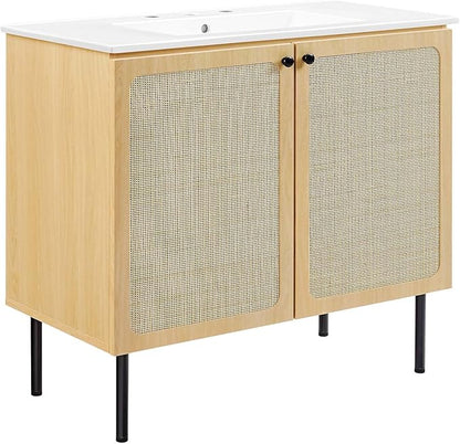 Modway EEI-6697-OAK-WHI Chaucer 36" Bathroom Vanity, Oak White