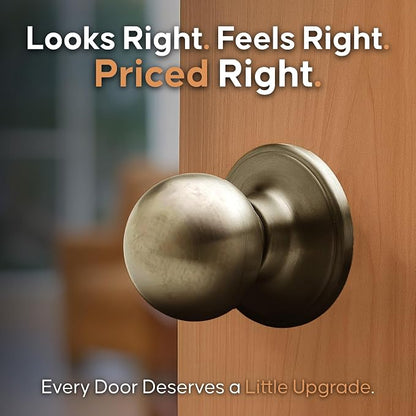 Copper Creek BK2020AB Ball Door Knob, Passage Function, 1 Pack, in Antique Brass