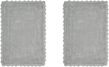 Better Trends Lilly Crochet Collection 100% Cotton 2 Piece Set (17" x 24" | 17" x 24") Bath Rug Set in Gray