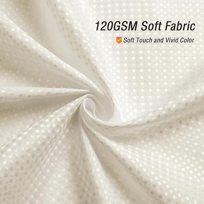 Small Stall Ivory Fabric Shower Curtain, 36 x 72 | Narrow Half Cloth-Textured Shower Curtain for Bathroom, Water Repellent, Machine Washable